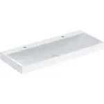 Lavabo serie Geberit ONE: 120x48cm, Toma de grifo=Izquierda y derecha, Rebosadero=Sin, Blanco / KeraTect